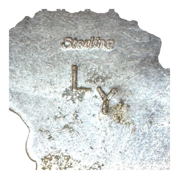 Vtg Navajo LY L Yazzie Sterling Silver Womens Watch Southwest Coral Red Floral 7 - Picture 5 of 8